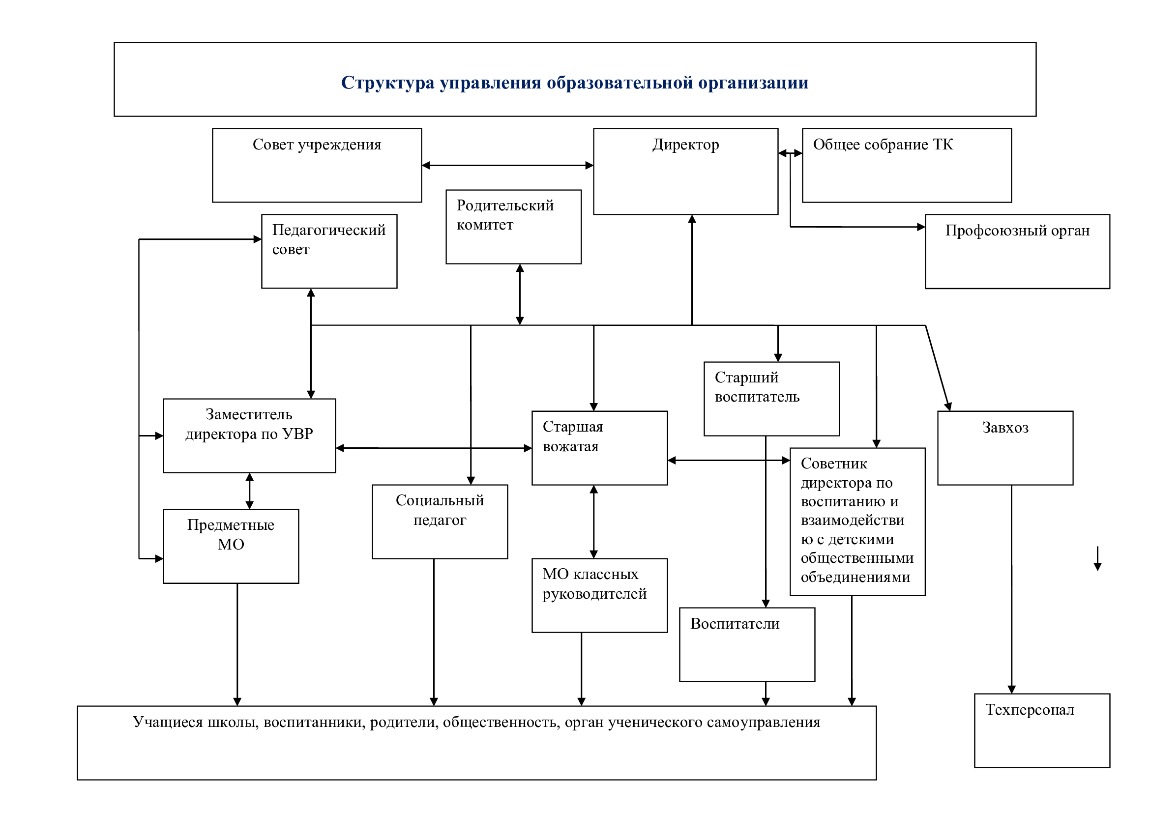 Структура управления образовательной организации.